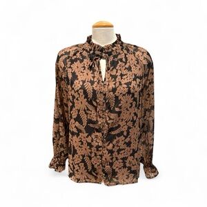 Dress Forum Black and Brown Floral Blouse